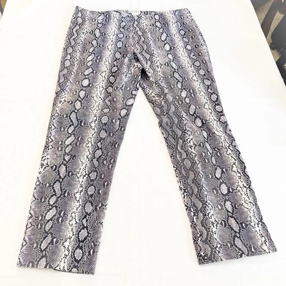 Michael Kors Snakeprint Patterned Straight Leg Pants Size 16